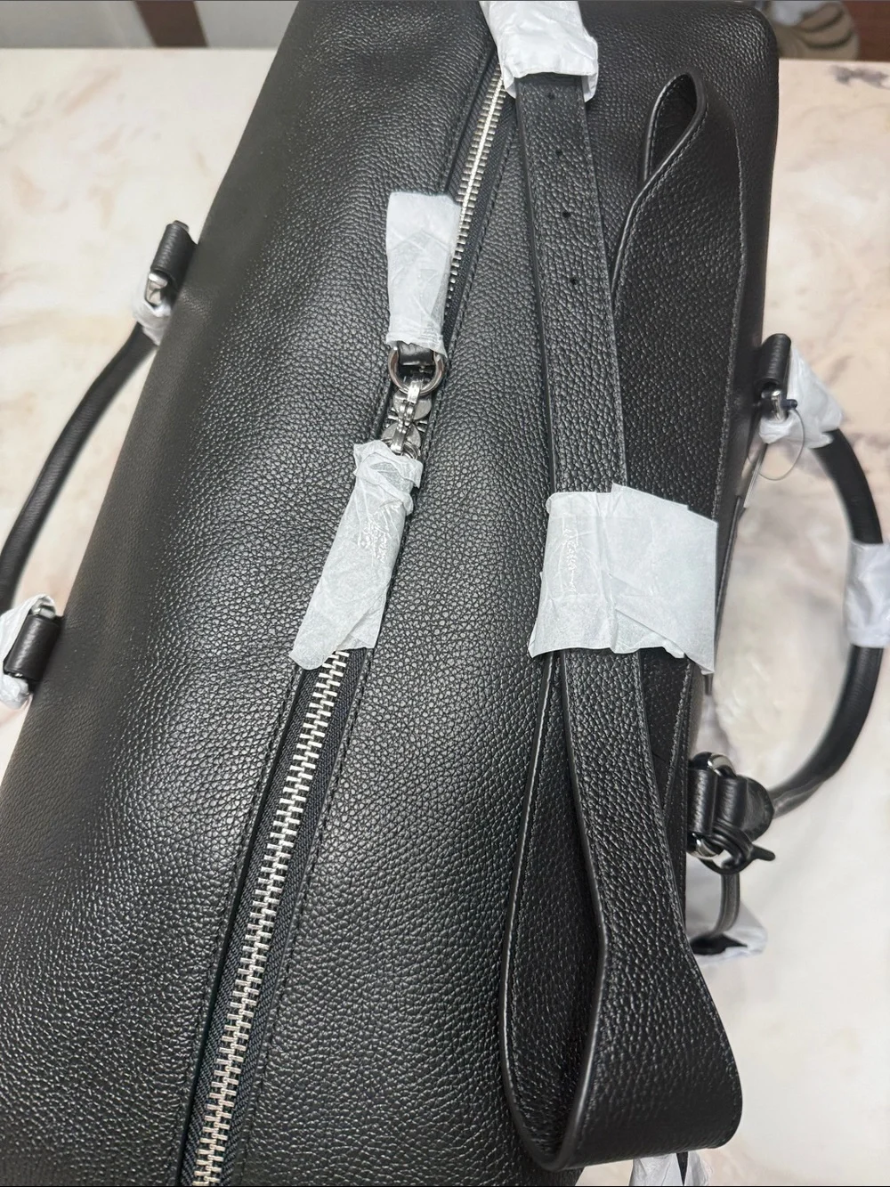 Polo by Ralph Lauren Black Pebbled Leather Travel Briefcase